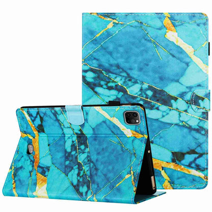 For iPad 11 Pro 2024 / 2020 / Air 4 10.9 Marble Pattern Stitching Smart Leather Tablet Case(Gold Blue) - iPad Air (2022) / (2020) 10.9 Cases by PMC Jewellery | Online Shopping South Africa | PMC Jewellery | Buy Now Pay Later Mobicred