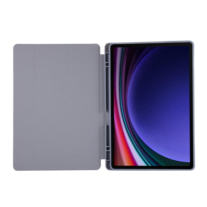 For Samsung Galaxy Tab S9 FE+ 3-Fold Pure Color TPU Leather Tablet Case with Pen Slot(Lavender) - Galaxy Tab S9 FE+ by PMC Jewellery | Online Shopping South Africa | PMC Jewellery | Buy Now Pay Later Mobicred