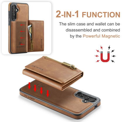 For Samsung Galaxy S24 FE 5G DG.MING M5 Series Zip RFID Multi Card Detachable Leather Phone Case(Brown) - Galaxy S24 FE 5G Cases by DG.MING | Online Shopping South Africa | PMC Jewellery | Buy Now Pay Later Mobicred