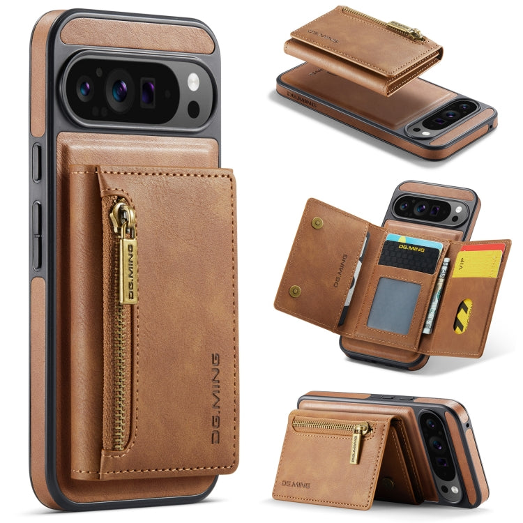 For Google Pixel 9 Pro XL DG.MING M5 Series Zip RFID Multi Card Detachable Leather Phone Case(Brown) - Google Cases by DG.MING | Online Shopping South Africa | PMC Jewellery | Buy Now Pay Later Mobicred