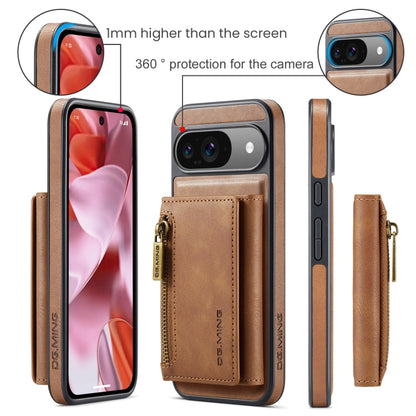 For Google Pixel 9 / 9 Pro DG.MING M5 Series Zip RFID Multi Card Detachable Leather Phone Case(Brown) - Google Cases by DG.MING | Online Shopping South Africa | PMC Jewellery | Buy Now Pay Later Mobicred