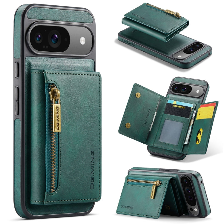 For Google Pixel 9 / 9 Pro DG.MING M5 Series Zip RFID Multi Card Detachable Leather Phone Case(Green) - Google Cases by DG.MING | Online Shopping South Africa | PMC Jewellery | Buy Now Pay Later Mobicred