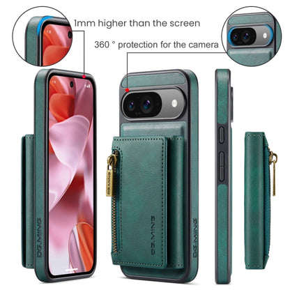 For Google Pixel 9 / 9 Pro DG.MING M5 Series Zip RFID Multi Card Detachable Leather Phone Case(Green) - Google Cases by DG.MING | Online Shopping South Africa | PMC Jewellery | Buy Now Pay Later Mobicred