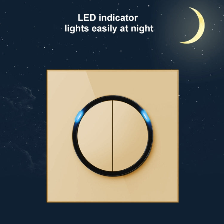 86mm Round LED Tempered Glass Switch Panel, Gold Round Glass, Style:One Open Multiple Control - Switch by PMC Jewellery | Online Shopping South Africa | PMC Jewellery | Buy Now Pay Later Mobicred