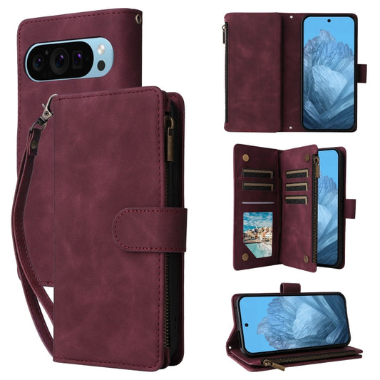 For Google Pixel 9 Multifunctional Multi-Card Wallet Phone Leather Case(Wine Red) - Google Cases by PMC Jewellery | Online Shopping South Africa | PMC Jewellery | Buy Now Pay Later Mobicred