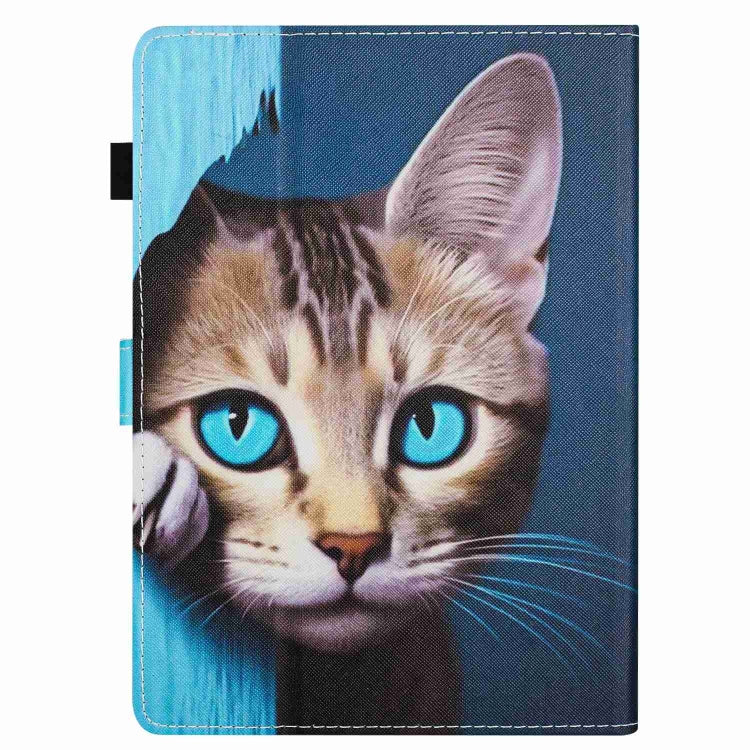 For 10 inch Painted Pattern Stitching Leather Tablet Case(Blue Cat) - 10 - 11 inch by PMC TechLife | Online Shopping South Africa | PMC TechLife | Buy Now Pay Later Mobicred