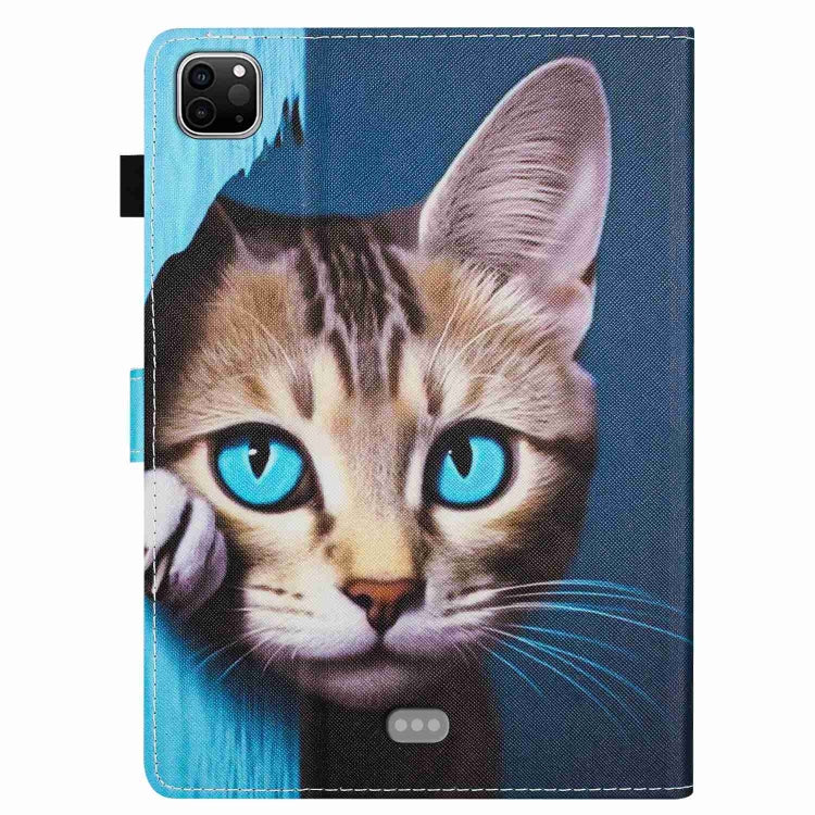 For iPad 11 Pro 2024 / 2020 / Air 4 10.9 Painted Pattern Stitching Smart Leather Tablet Case(Blue Cat) - iPad Air (2022) / (2020) 10.9 Cases by PMC TechLife | Online Shopping South Africa | PMC TechLife | Buy Now Pay Later Mobicred