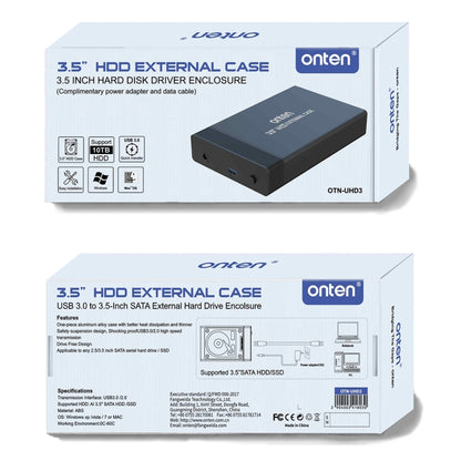 Onten UHD3 3.5 inch USB3.0 HDD External Hard Drive Enclosure(UK Plug) - HDD Enclosure by Onten | Online Shopping South Africa | PMC Jewellery | Buy Now Pay Later Mobicred