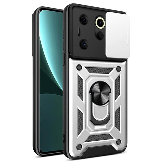 For Tecno Camon 20 Premier Sliding Camera Cover Design TPU+PC Phone Case(Silver) - Tecno Cases by PMC Jewellery | Online Shopping South Africa | PMC Jewellery