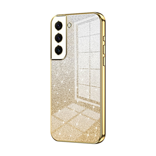 For Samsung Galaxy S22 5G Gradient Glitter Powder Electroplated Phone Case(Gold) - Galaxy S22 5G Cases by PMC Jewellery | Online Shopping South Africa | PMC Jewellery