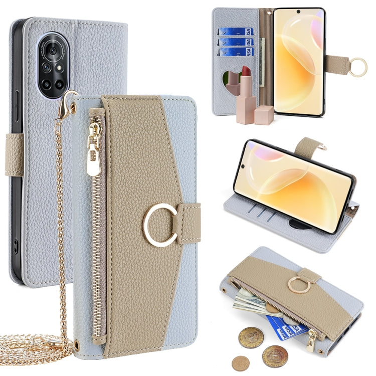 For Huawei nova 8 Crossbody Litchi Texture Leather Phone Case(Blue) - Huawei Cases by PMC TechLife | Online Shopping South Africa | PMC TechLife | Buy Now Pay Later Mobicred