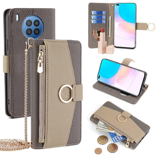 For Huawei nova 8i Crossbody Litchi Texture Leather Phone Case(Grey) - Huawei Cases by PMC Jewellery | Online Shopping South Africa | PMC Jewellery | Buy Now Pay Later Mobicred