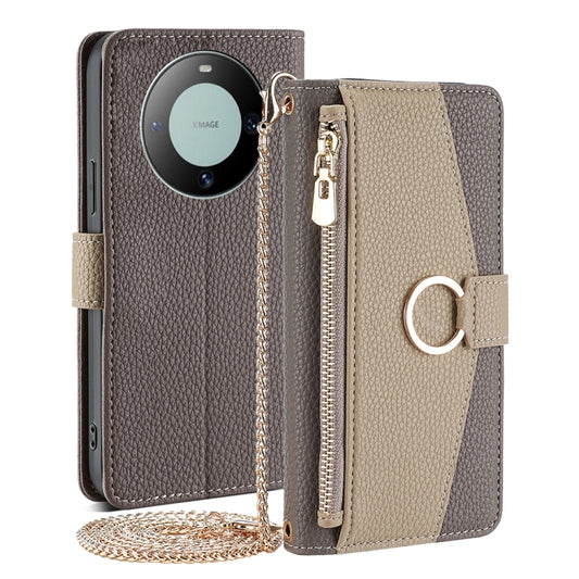 For Huawei Mate 60 Crossbody Litchi Texture Leather Phone Case(Grey) - Huawei Cases by PMC Jewellery | Online Shopping South Africa | PMC Jewellery | Buy Now Pay Later Mobicred