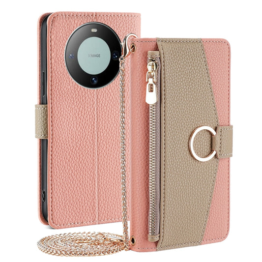 For Huawei Mate 60 Crossbody Litchi Texture Leather Phone Case(Pink) - Huawei Cases by PMC Jewellery | Online Shopping South Africa | PMC Jewellery | Buy Now Pay Later Mobicred