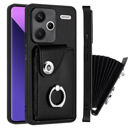 For Xiaomi Redmi Note 13 Pro+ Organ Card Bag Ring Holder PU Phone Case(Black) - Note 13 Pro+ Cases by PMC Jewellery | Online Shopping South Africa | PMC Jewellery | Buy Now Pay Later Mobicred