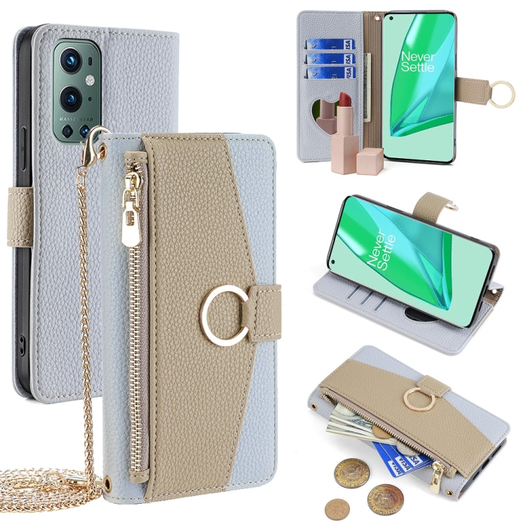 For OnePlus 9 Pro Crossbody Litchi Texture Leather Phone Case(Blue) - OnePlus Cases by PMC TechLife | Online Shopping South Africa | PMC TechLife | Buy Now Pay Later Mobicred