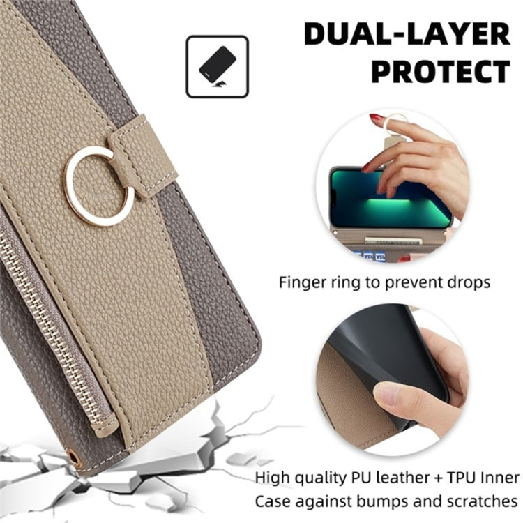 For OnePlus 9RT 5G Crossbody Litchi Texture Leather Phone Case(Grey) - OnePlus Cases by PMC TechLife | Online Shopping South Africa | PMC TechLife | Buy Now Pay Later Mobicred