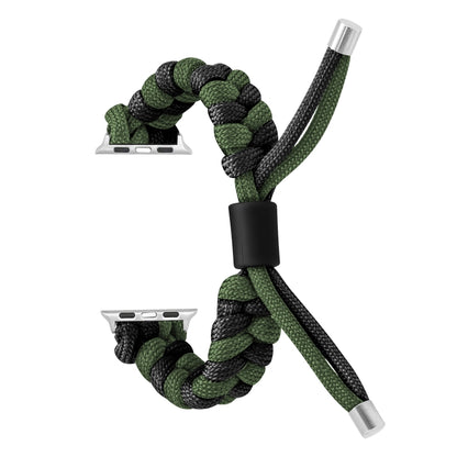 For Apple Watch Ultra 2 49mm Paracord Fishtail Braided Silicone Bead Watch Band(Black Army Green) - Watch Bands by PMC Jewellery | Online Shopping South Africa | PMC Jewellery | Buy Now Pay Later Mobicred