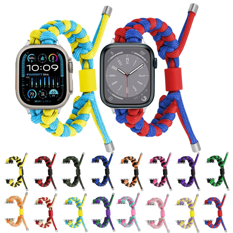 For Apple Watch Ultra 2 49mm Paracord Fishtail Braided Silicone Bead Watch Band(Blue Red) - Watch Bands by PMC Jewellery | Online Shopping South Africa | PMC Jewellery | Buy Now Pay Later Mobicred