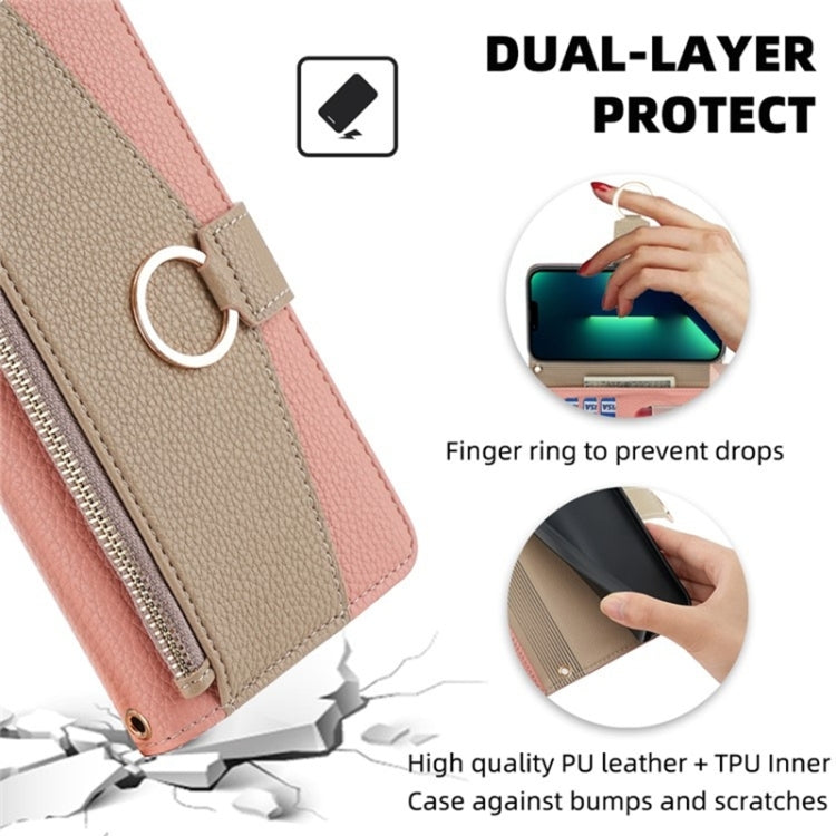 For Sharp Aquos Sense7 Plus Crossbody Litchi Texture Leather Phone Case(Pink) - More Brand by PMC TechLife | Online Shopping South Africa | PMC TechLife | Buy Now Pay Later Mobicred