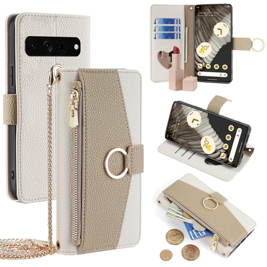 For Google Pixel 7 Pro Crossbody Litchi Texture Leather Phone Case(White) - Google Cases by PMC Jewellery | Online Shopping South Africa | PMC Jewellery | Buy Now Pay Later Mobicred