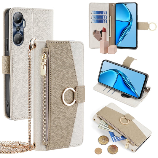 For Infinix Hot 20 4G Crossbody Litchi Texture Leather Phone Case(White) - Infinix Cases by PMC Jewellery | Online Shopping South Africa | PMC Jewellery | Buy Now Pay Later Mobicred