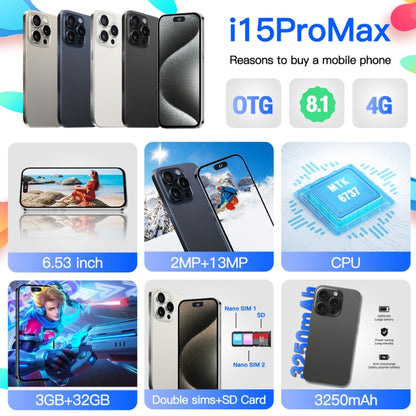 i15ProMax / U18, 3GB+32GB, 6.53 inch Face Identification Android 8.1 MTK6737 Quad Core, Network: 4G, OTG, Dual SIM(Blue) -  by PMC Jewellery | Online Shopping South Africa | PMC Jewellery