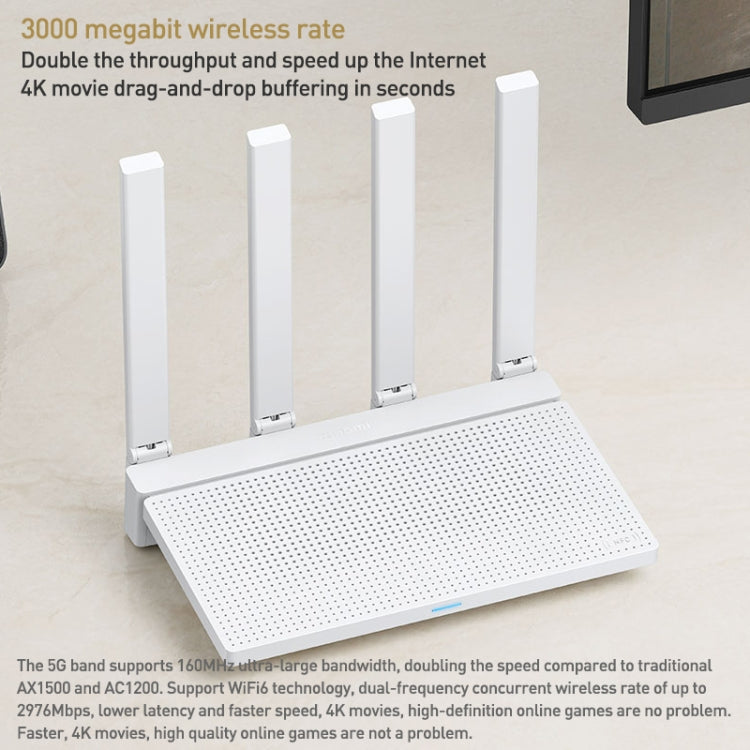 Original Xiaomi AX3000T 2.4GHz/5GHz Dual-band 1.3GHz CPU Router Supports NFC Connection, US Plug(White) - Wireless Routers by Xiaomi | Online Shopping South Africa | PMC TechLife | Buy Now Pay Later Mobicred