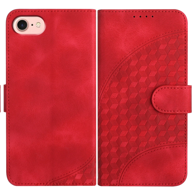 For iPhone SE 2024 YX0060 Elephant Head Embossed Phone Leather Case with Lanyard(Red) - More iPhone Cases by PMC Jewellery | Online Shopping South Africa | PMC Jewellery | Buy Now Pay Later Mobicred