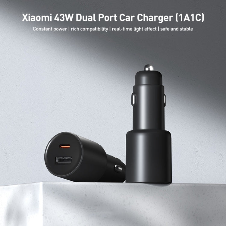 Original Xiaomi 43W Dual Ports USB + USB-C / Type-C Car Charger 1A1C(Black) - Car Charger by Xiaomi | Online Shopping South Africa | PMC TechLife | Buy Now Pay Later Mobicred