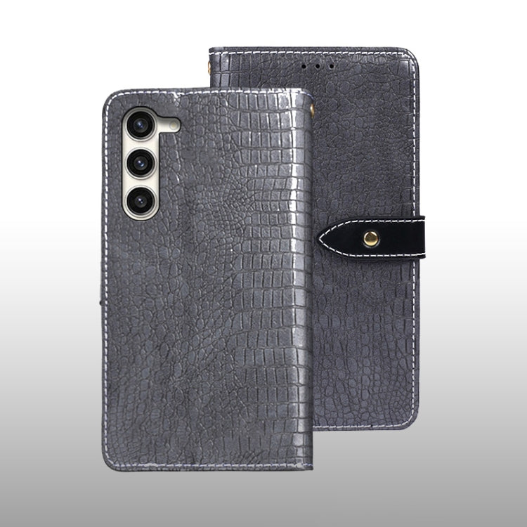 For Samsung Galaxy S24+ 5G idewei Crocodile Texture Leather Phone Case(Grey) - Galaxy S24+ 5G Cases by idewei | Online Shopping South Africa | PMC Jewellery | Buy Now Pay Later Mobicred