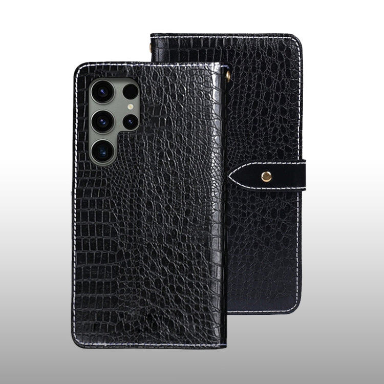 For Samsung Galaxy S24 Ultra 5G idewei Crocodile Texture Leather Phone Case(Black) - Galaxy S24 Ultra 5G Cases by idewei | Online Shopping South Africa | PMC Jewellery | Buy Now Pay Later Mobicred