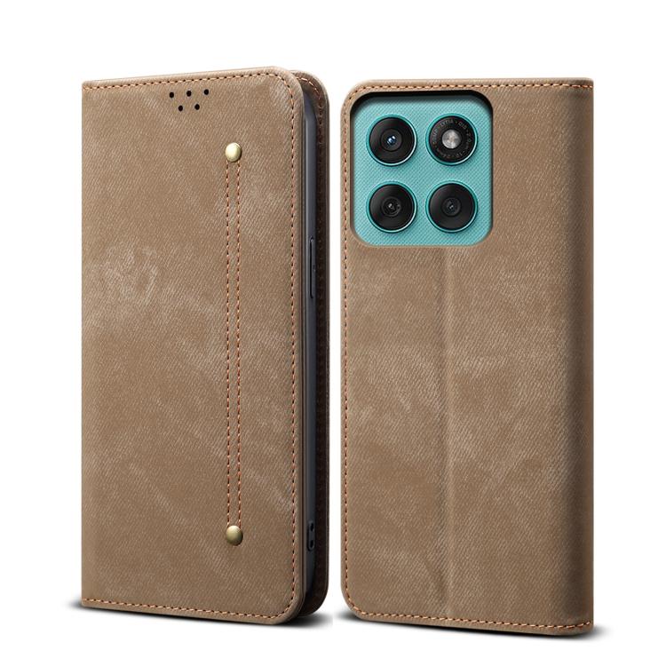 For Motorola Edge 60 Fusion Denim Texture Flip Leather Phone Case(Khaki) - free shipping - PMC TechLife - Order now!