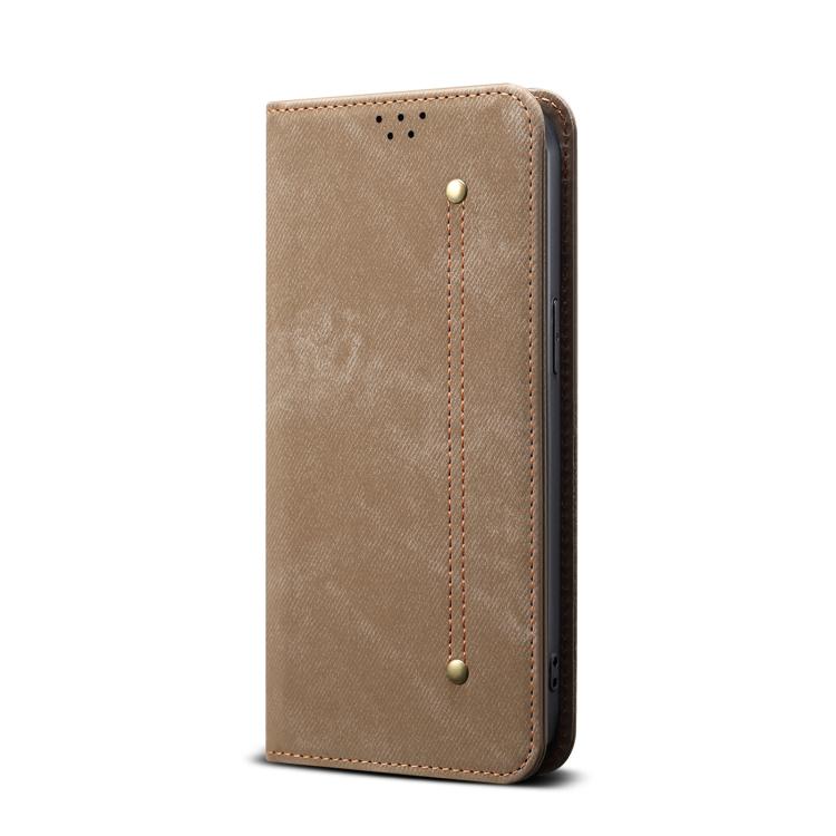 For Motorola Edge 60 Fusion Denim Texture Flip Leather Phone Case(Khaki) - free shipping - PMC TechLife - Order now!