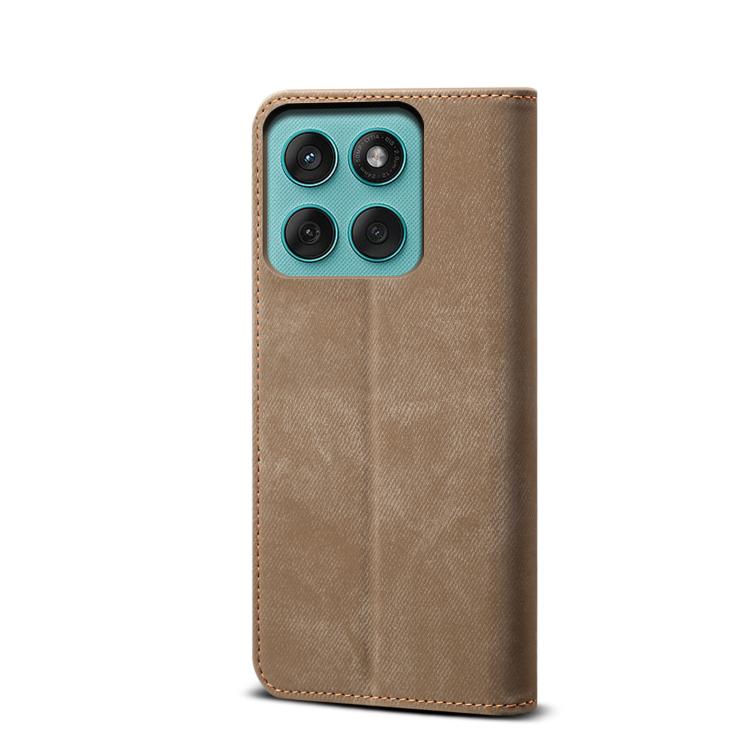 For Motorola Edge 60 Fusion Denim Texture Flip Leather Phone Case(Khaki) - free shipping - PMC TechLife - Order now!