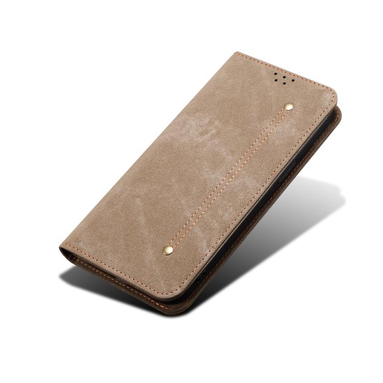 For Motorola Edge 60 Fusion Denim Texture Flip Leather Phone Case(Khaki) - free shipping - PMC TechLife - Order now!