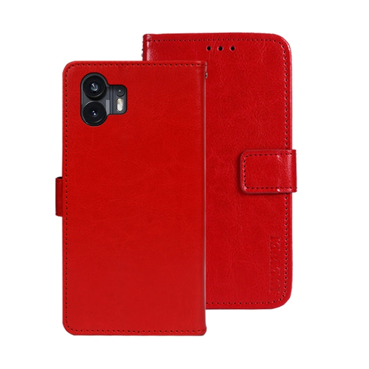 For Nothing Phone 2 idewei Crazy Horse Texture Leather Phone Case with Holder(Red) - free shipping - PMC Jewellery - Order now!
