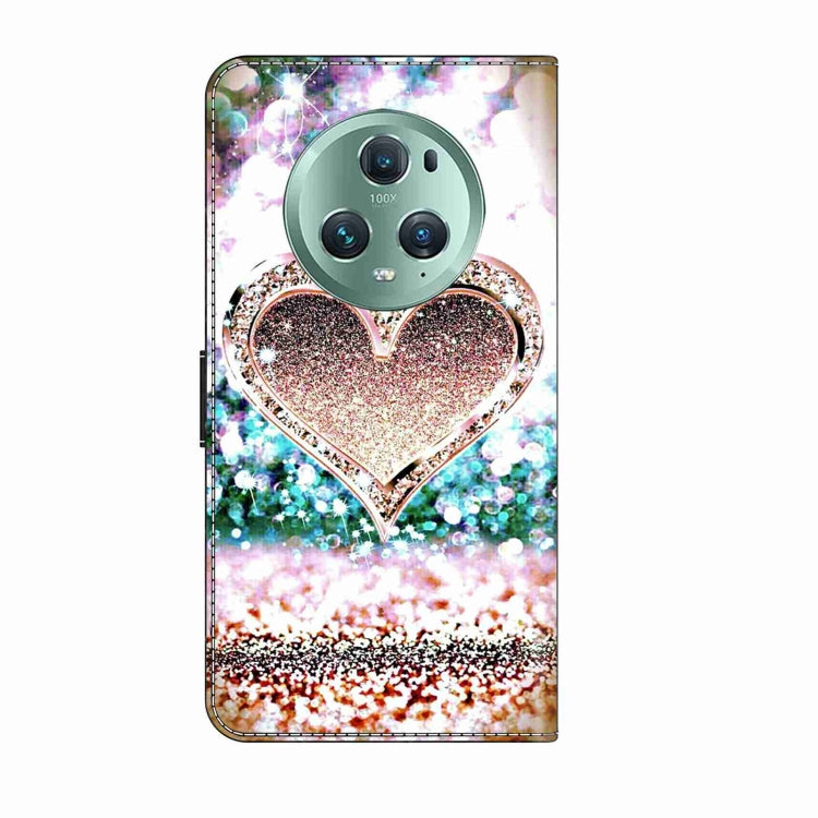 For Honor Magic5 Pro Crystal 3D Shockproof Protective Leather Phone Case(Pink Diamond Heart) - Honor Cases by PMC TechLife | Online Shopping South Africa | PMC TechLife | Buy Now Pay Later Mobicred