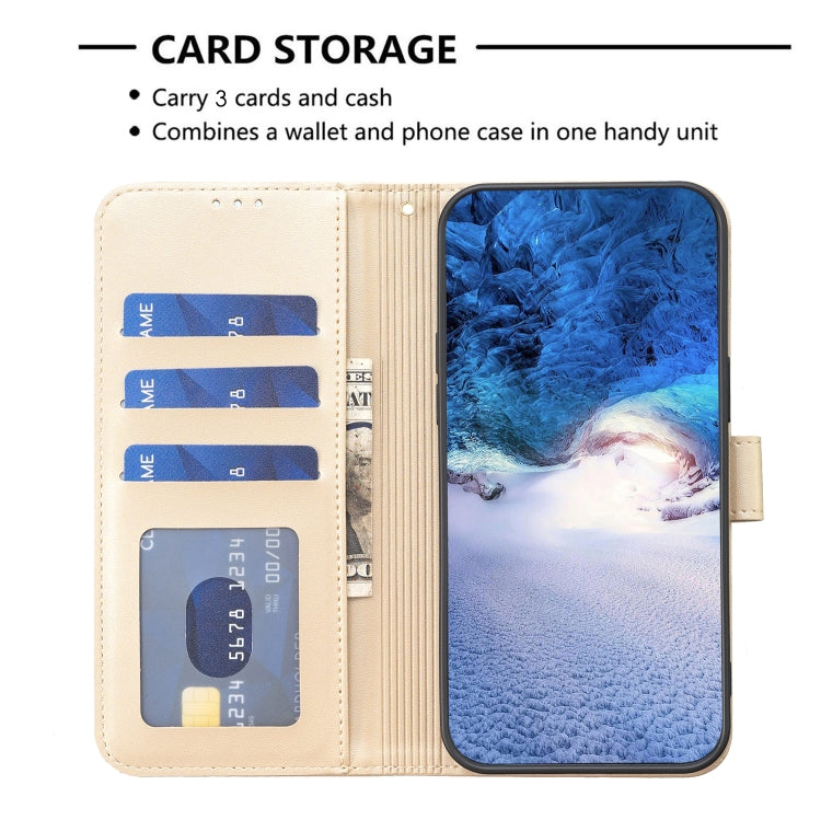 For iPhone 16 Plus Four-leaf Embossed Leather Phone Case(Gold) - iPhone 16 Plus Cases by PMC TechLife | Online Shopping South Africa | PMC TechLife | Buy Now Pay Later Mobicred