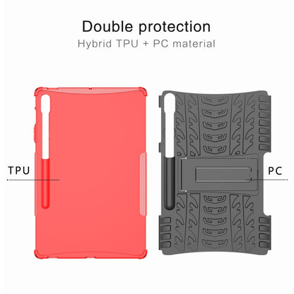 For Samsung Galaxy Tab S9 FE+ Tire Texture TPU + PC Tablet Case with Holder(Red) - Galaxy Tab S9 FE+ by PMC Jewellery | Online Shopping South Africa | PMC Jewellery | Buy Now Pay Later Mobicred