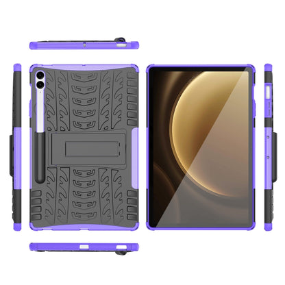 For Samsung Galaxy Tab S9 FE+ Tire Texture TPU + PC Tablet Case with Holder(Purple) - Galaxy Tab S9 FE+ by PMC Jewellery | Online Shopping South Africa | PMC Jewellery | Buy Now Pay Later Mobicred