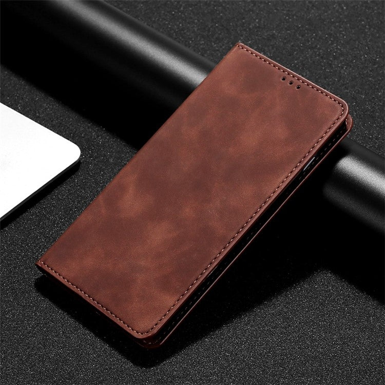 For Realme 12 5G Skin Feel Magnetic Leather Phone Case(Dark Brown) - Realme Cases by PMC Jewellery | Online Shopping South Africa | PMC Jewellery | Buy Now Pay Later Mobicred