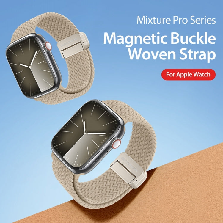 For Apple Watch SE 2023 44mm DUX DUCIS Mixture Pro Series Magnetic Buckle Nylon Braid Watch Band(Beige) - Watch Bands by DUX DUCIS | Online Shopping South Africa | PMC Jewellery | Buy Now Pay Later Mobicred