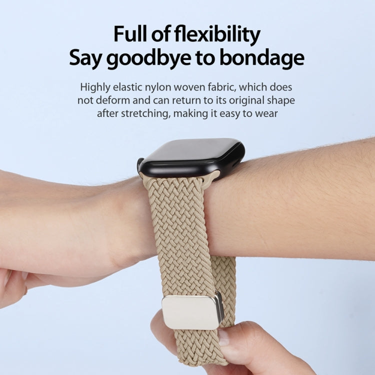 For Apple Watch Series 3 38mm DUX DUCIS Mixture Pro Series Magnetic Buckle Nylon Braid Watch Band(Beige) - Watch Bands by DUX DUCIS | Online Shopping South Africa | PMC Jewellery | Buy Now Pay Later Mobicred