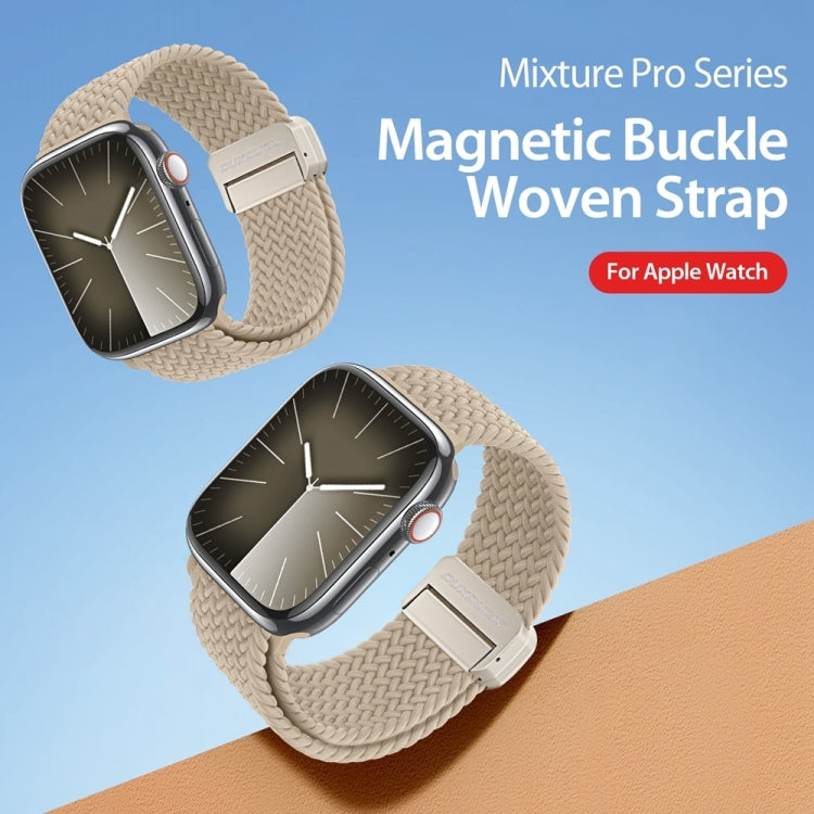 For Apple Watch Series 10 46mm DUX DUCIS Mixture Pro Series Magnetic Buckle Nylon Braid Watch Band(Beige) - Watch Bands by DUX DUCIS | Online Shopping South Africa | PMC Jewellery | Buy Now Pay Later Mobicred