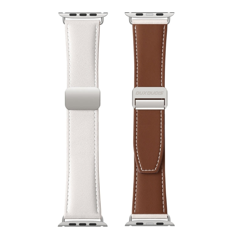 For Apple Watch SE 2023 40mm DUX DUCIS YA Series Magnetic Buckle Genuine Leather Watch Band(White) - Watch Bands by DUX DUCIS | Online Shopping South Africa | PMC Jewellery | Buy Now Pay Later Mobicred