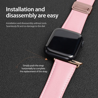 For Apple Watch Series 9 45mm DUX DUCIS YA Series Magnetic Buckle Genuine Leather Watch Band(Pink) - Watch Bands by DUX DUCIS | Online Shopping South Africa | PMC Jewellery | Buy Now Pay Later Mobicred