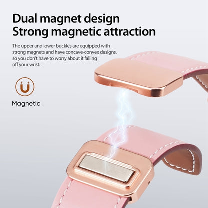 For Apple Watch Series 8 45mm DUX DUCIS YA Series Magnetic Buckle Genuine Leather Watch Band(Pink) - Watch Bands by DUX DUCIS | Online Shopping South Africa | PMC Jewellery | Buy Now Pay Later Mobicred