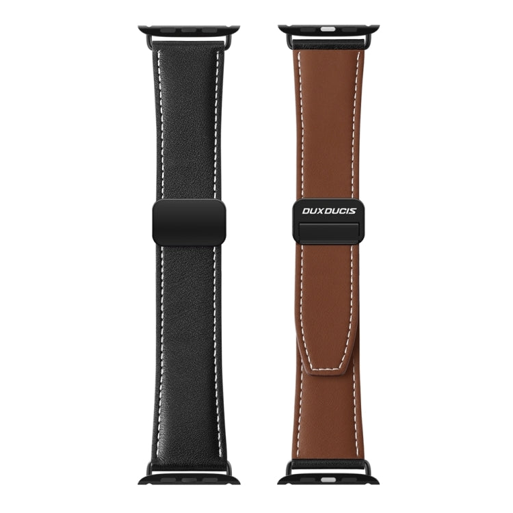 For Apple Watch SE 2022 40mm DUX DUCIS YA Series Magnetic Buckle Genuine Leather Watch Band(Black) - Watch Bands by DUX DUCIS | Online Shopping South Africa | PMC Jewellery | Buy Now Pay Later Mobicred