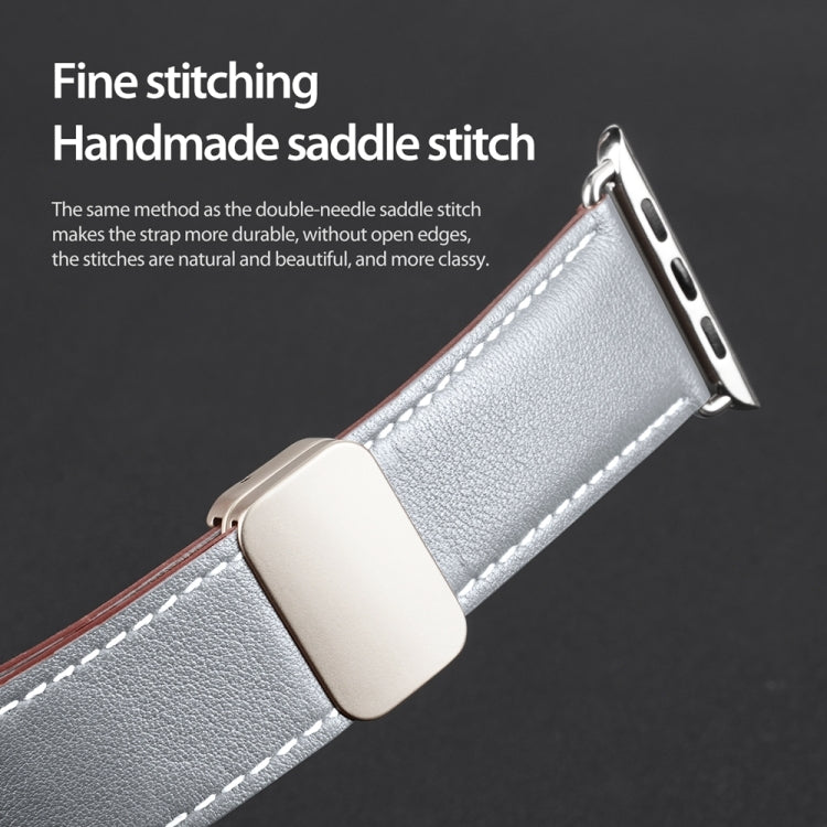 For Apple Watch SE 2022 44mm DUX DUCIS YA Series Magnetic Buckle Genuine Leather Watch Band(Grey) - Watch Bands by DUX DUCIS | Online Shopping South Africa | PMC Jewellery | Buy Now Pay Later Mobicred